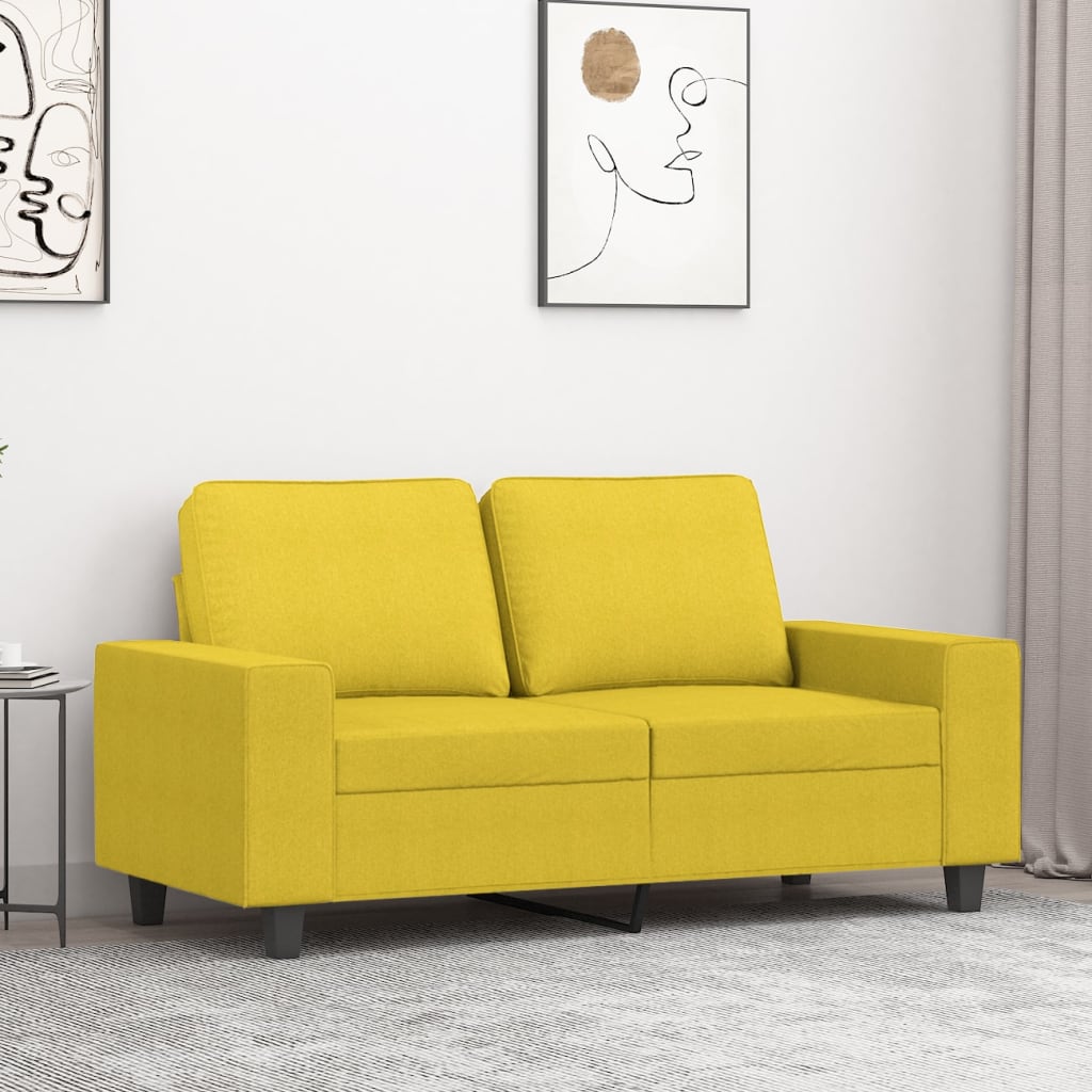 vidaXL Sofá de 2 plazas de tela amarillo claro 120 cm