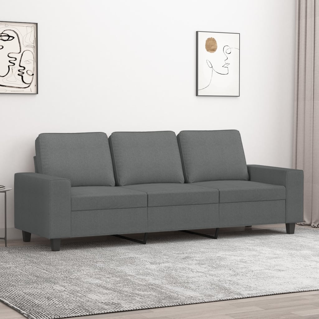 vidaXL Sofá de 3 plazas de tela gris oscuro 180 cm