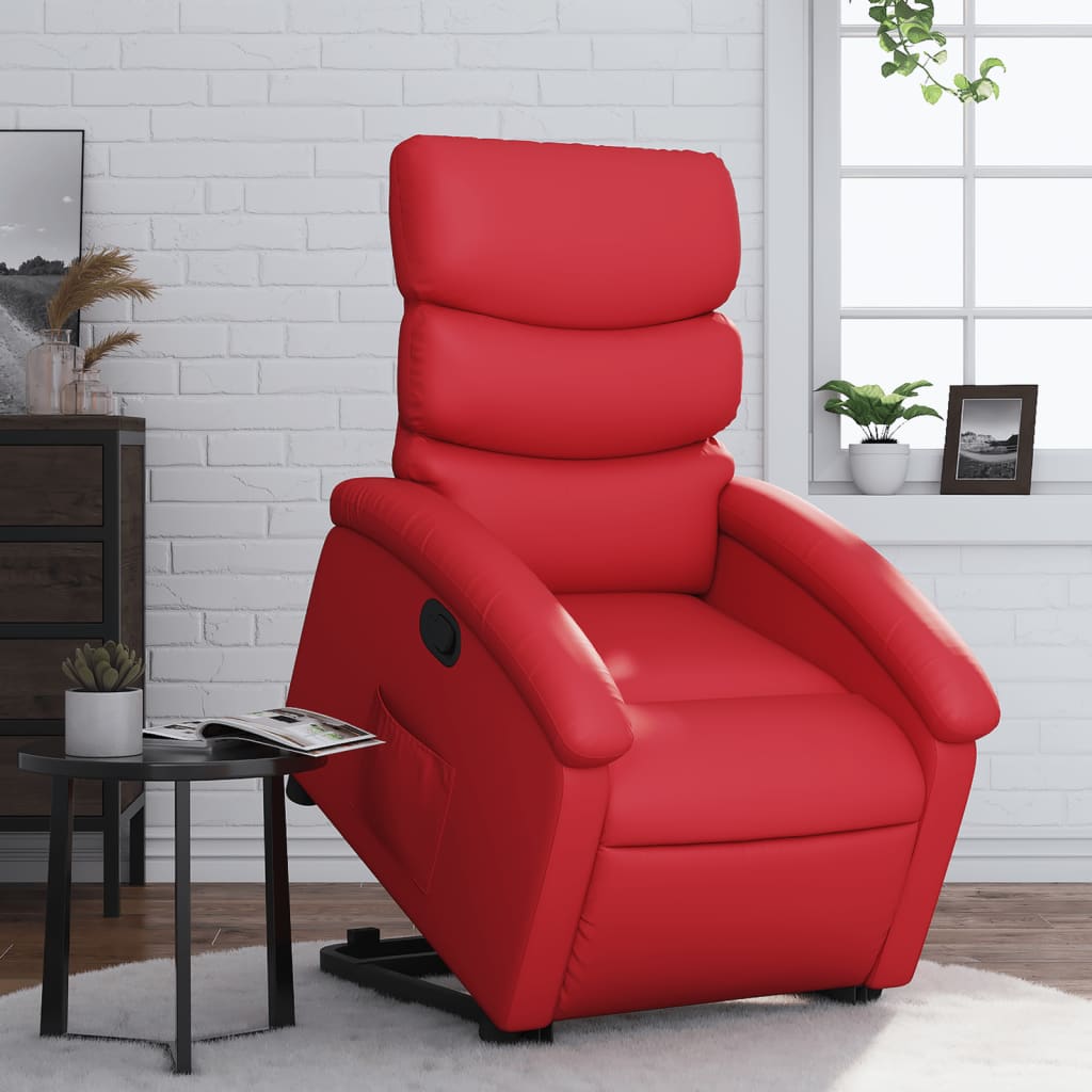 vidaXL Sillón reclinable elevable cuero artificial rojo