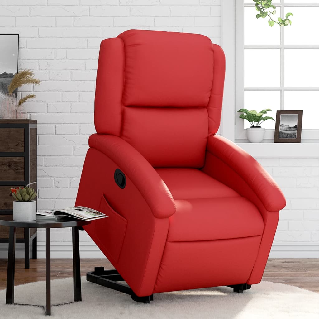 vidaXL Sillón reclinable elevable cuero artificial rojo