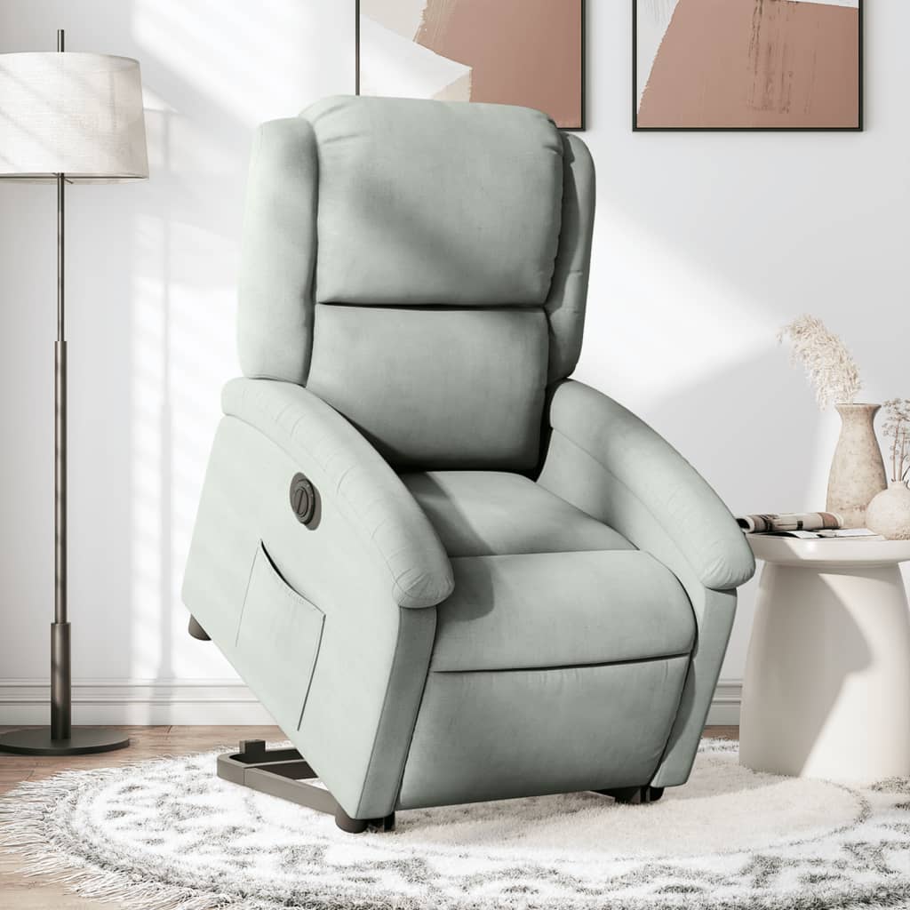 vidaXL Sillón eléctrico reclinable elevable de terciopelo gris claro