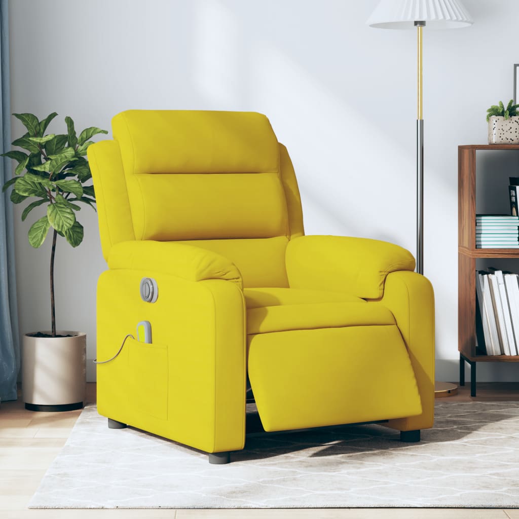 vidaXL Sillón reclinable de masaje eléctrico terciopelo amarillo