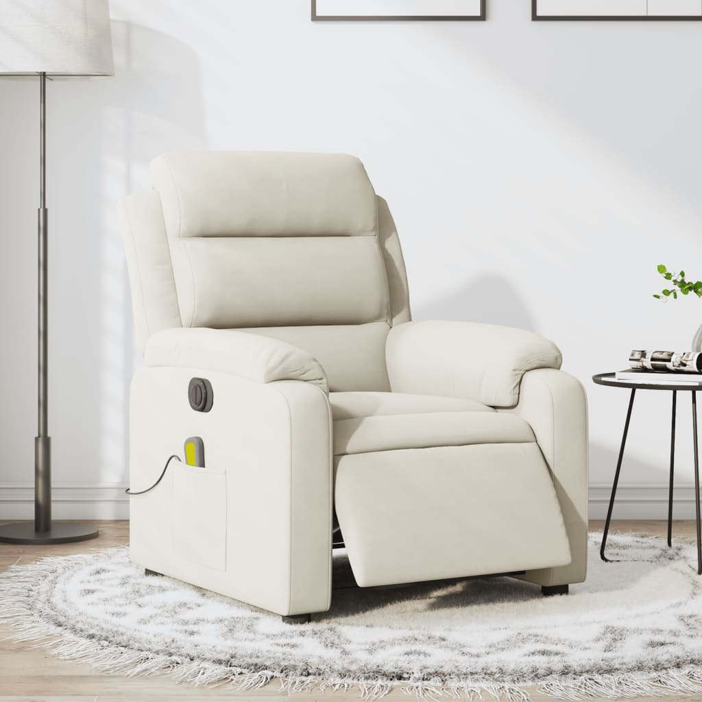 vidaXL Sillón reclinable de masaje eléctrico terciopelo color crema