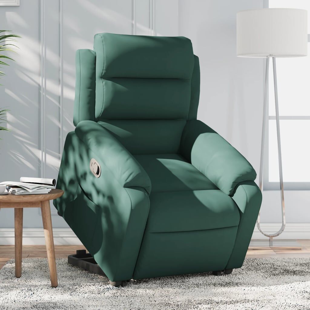 vidaXL Sillón reclinable elevable terciopelo verde oscuro