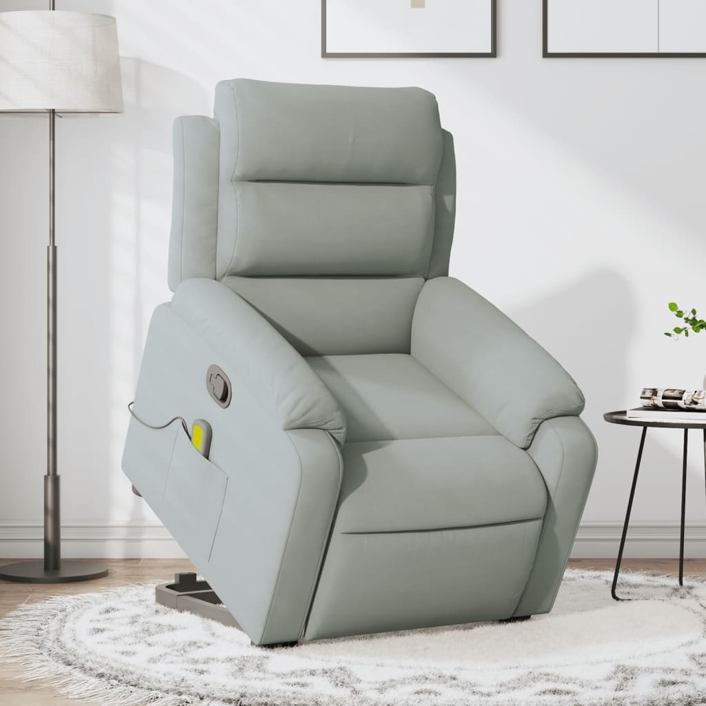 vidaXL Sillón reclinable de masaje elevable terciopelo gris claro