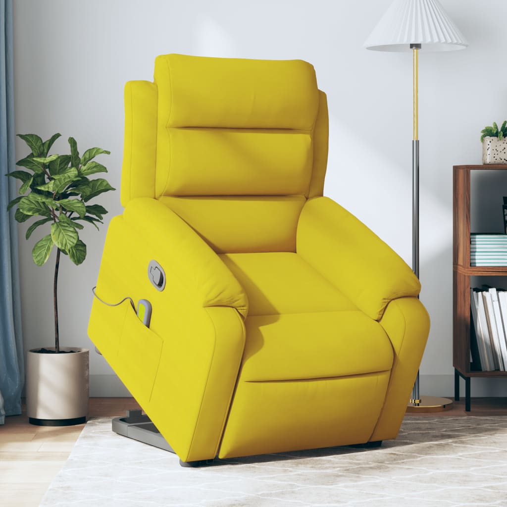 vidaXL Sillón reclinable de masaje elevable terciopelo amarillo