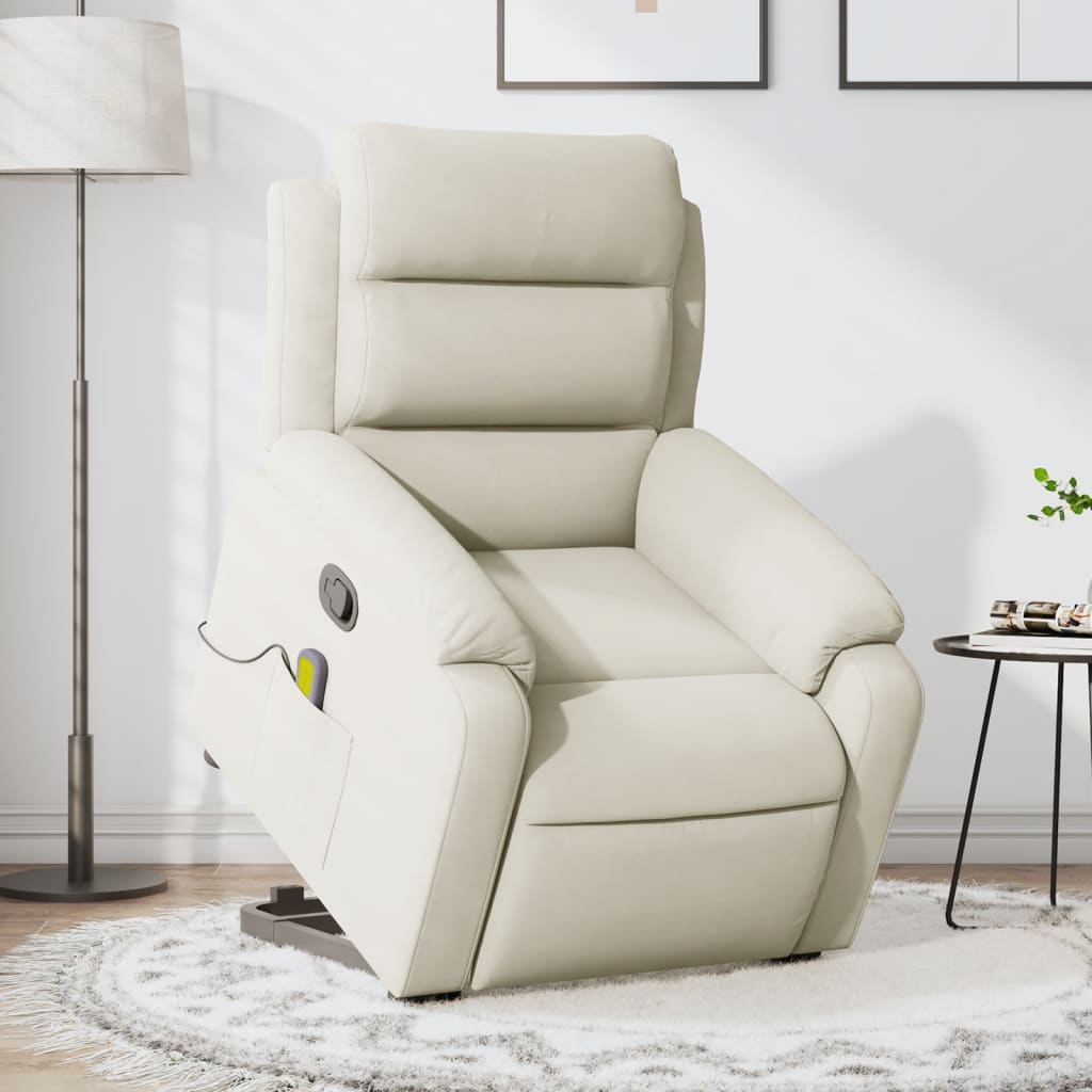 vidaXL Sillón reclinable de masaje elevable terciopelo crema