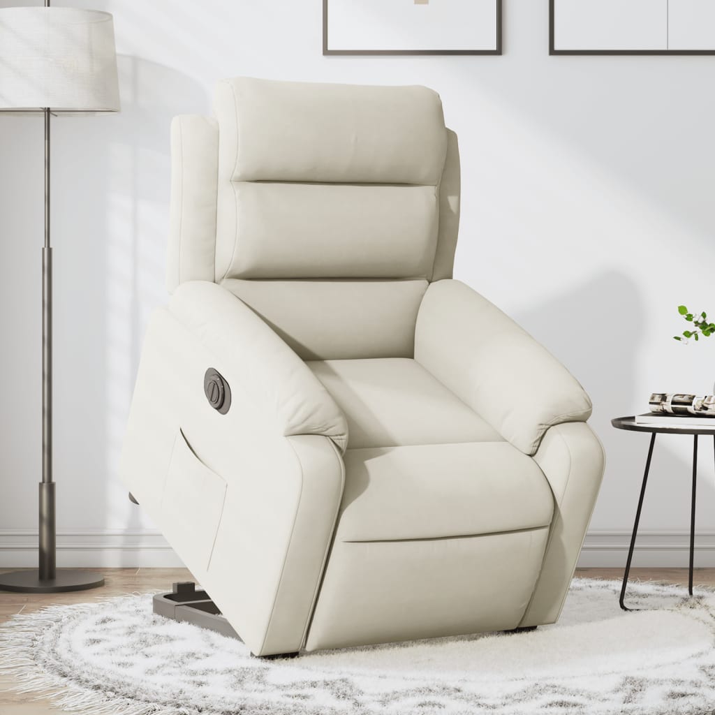 vidaXL Sillón eléctrico reclinable elevable de terciopelo crema