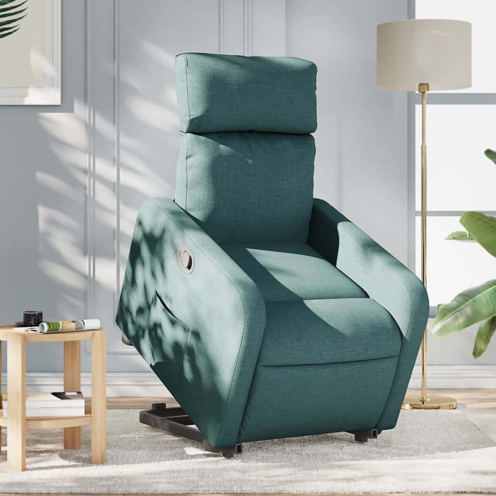 vidaXL Sillón reclinable elevable tela verde oscuro