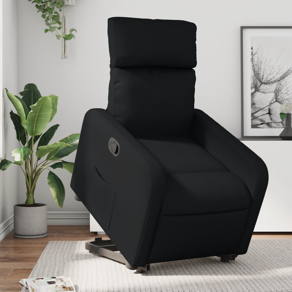 vidaXL Sillón reclinable elevable cuero artificial negro