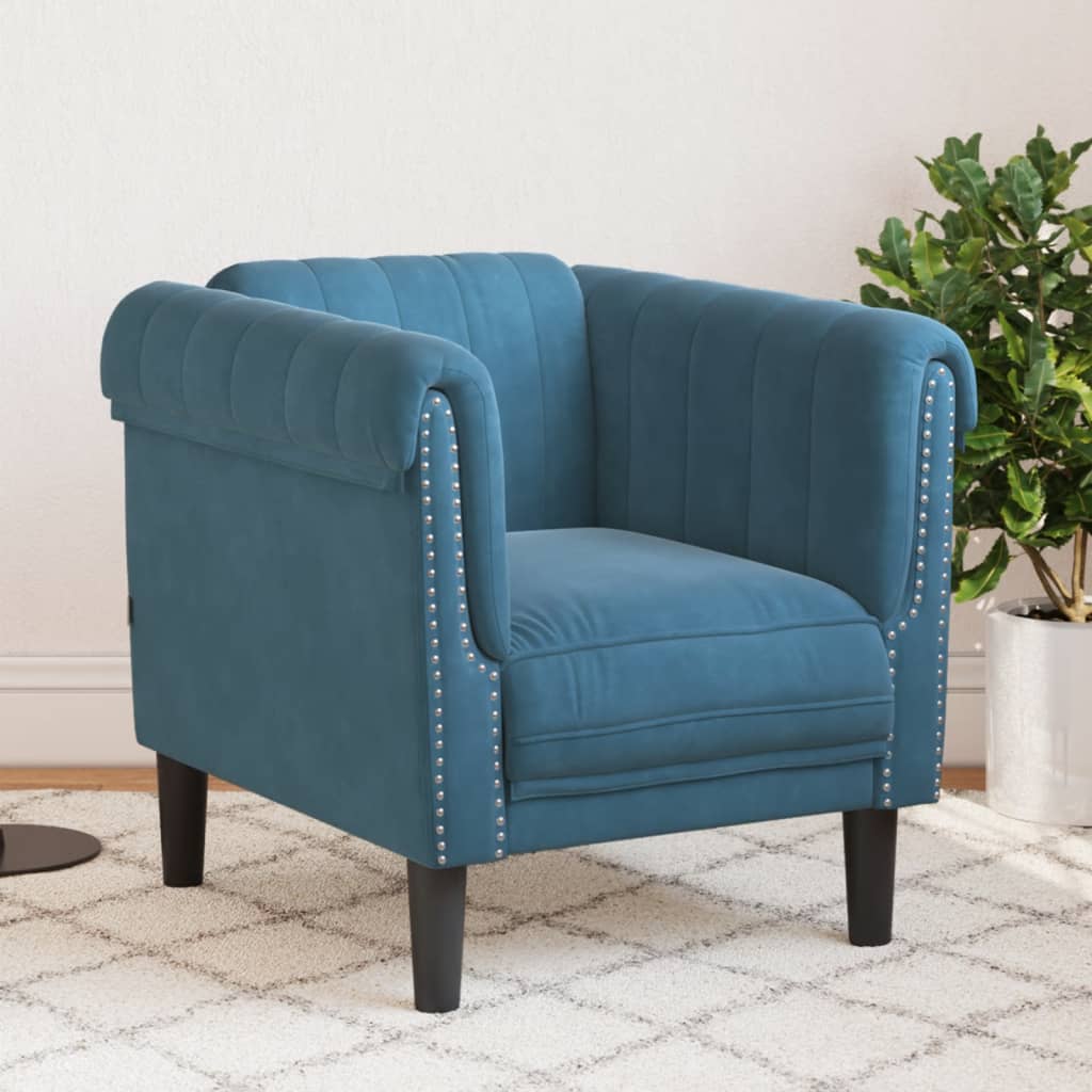 vidaXL Sillón de terciopelo azul