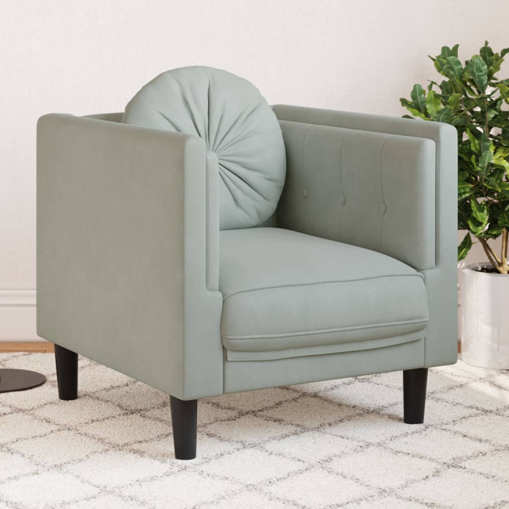 vidaXL Sillón con cojín terciopelo gris claro