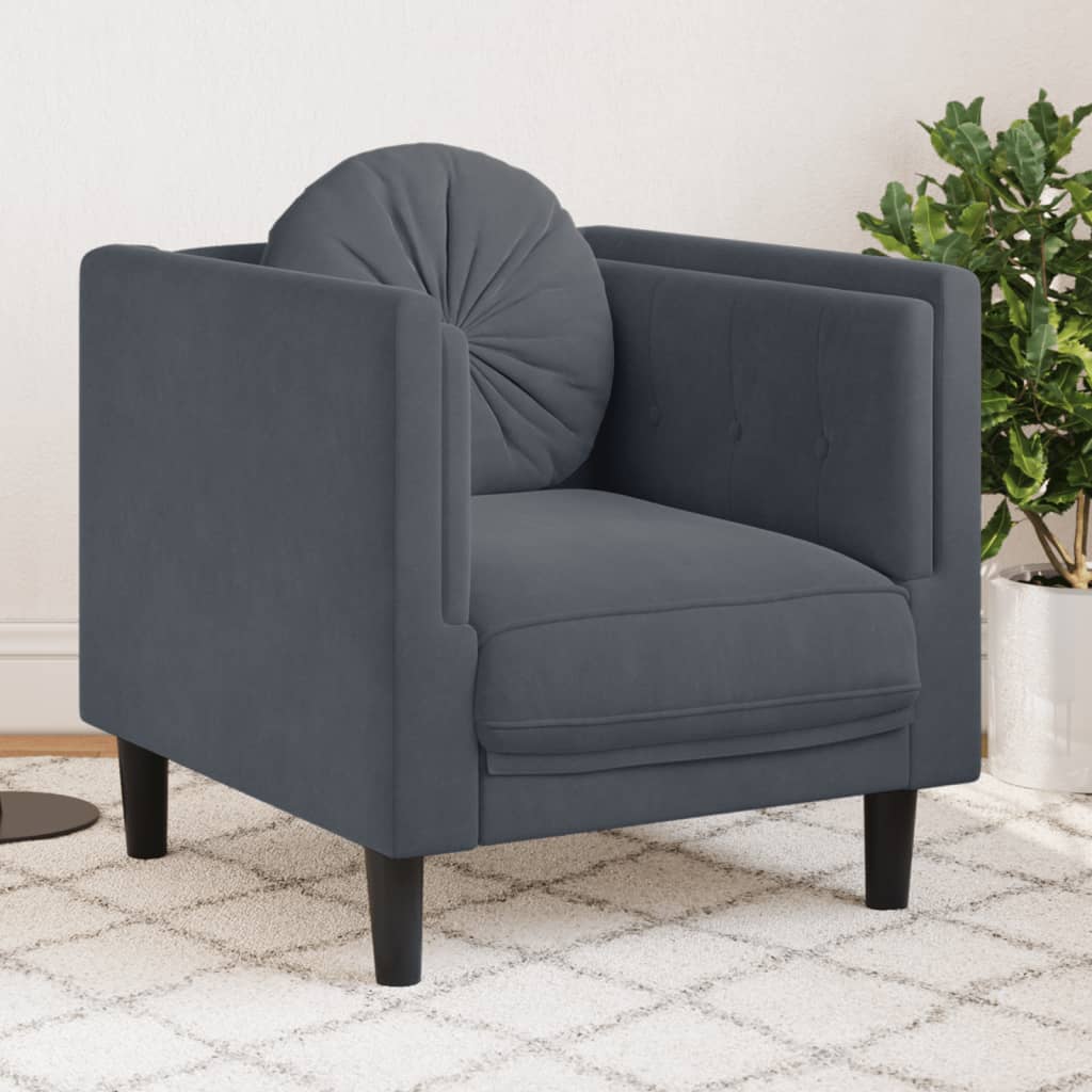 vidaXL Sillón con cojín terciopelo gris oscuro