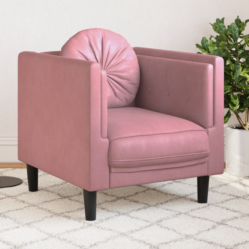 vidaXL Sillón con cojín terciopelo rosa