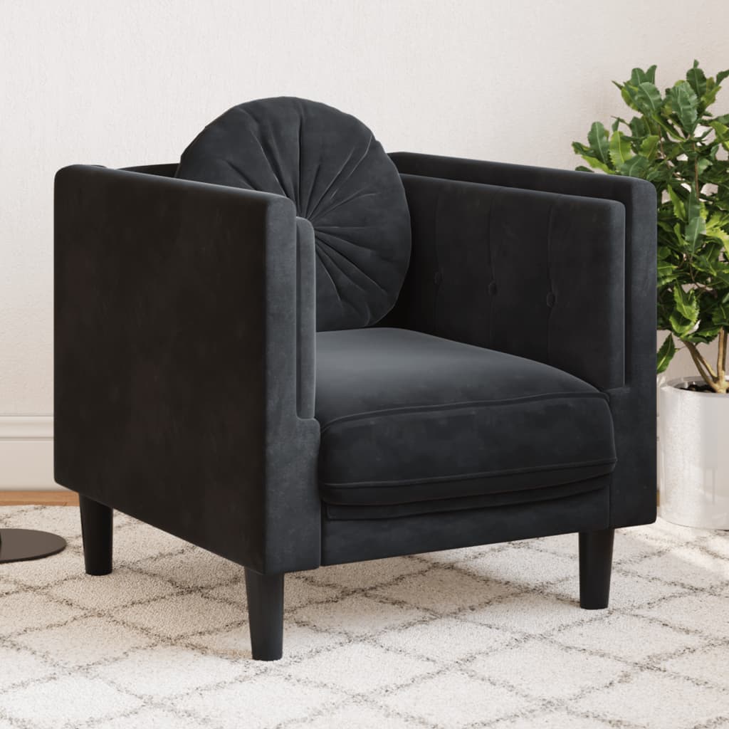 vidaXL Sillón con cojín terciopelo negro