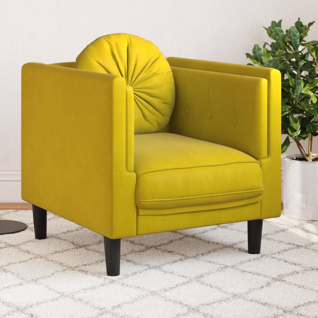 vidaXL Sillón con cojín terciopelo amarillo