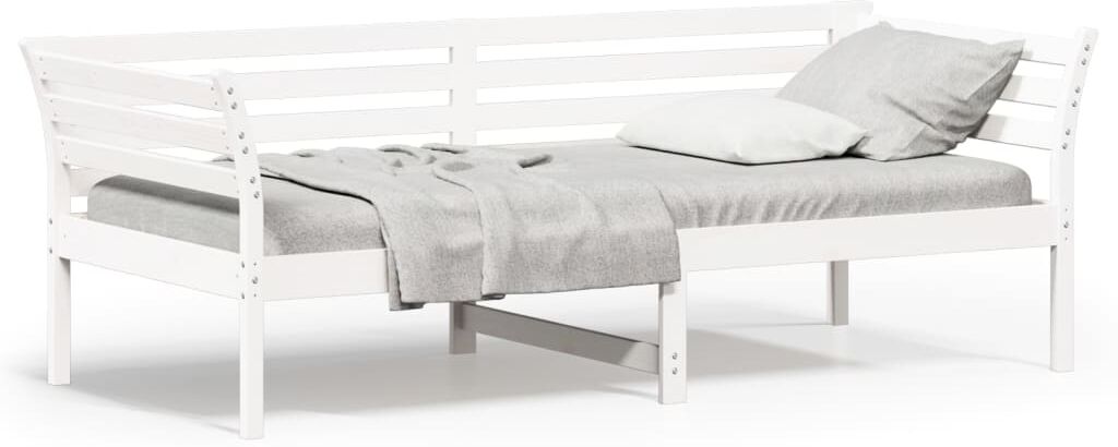 vidaXL Sofá cama madera maciza de pino blanco 90x200 cm