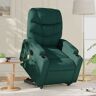 vidaXL Sillón masaje eléctrico reclinable elevable tela verde oscuro