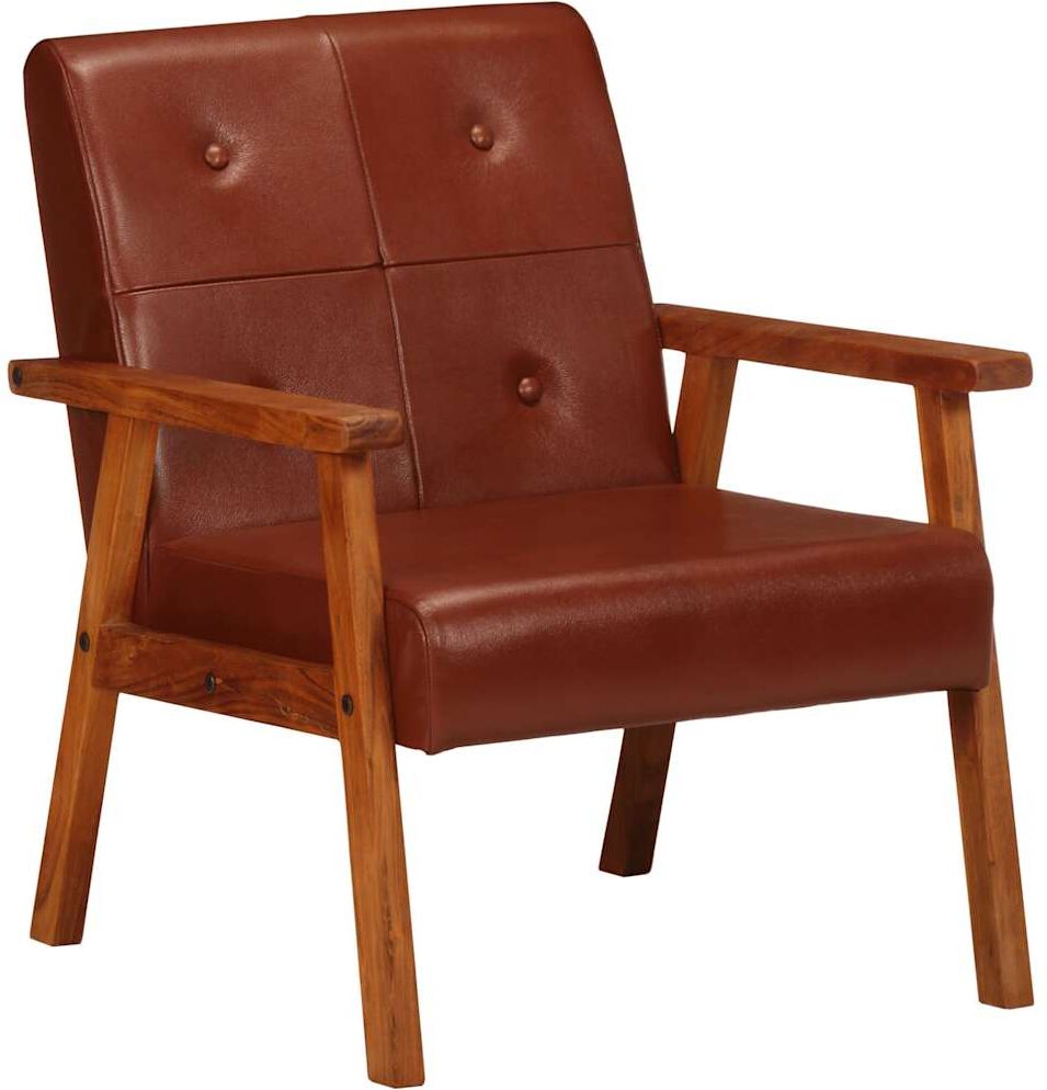 vidaXL Sillón de cuero auténtico marrón oscuro vidaXL Sillón de cuero auténtico marrón oscuro