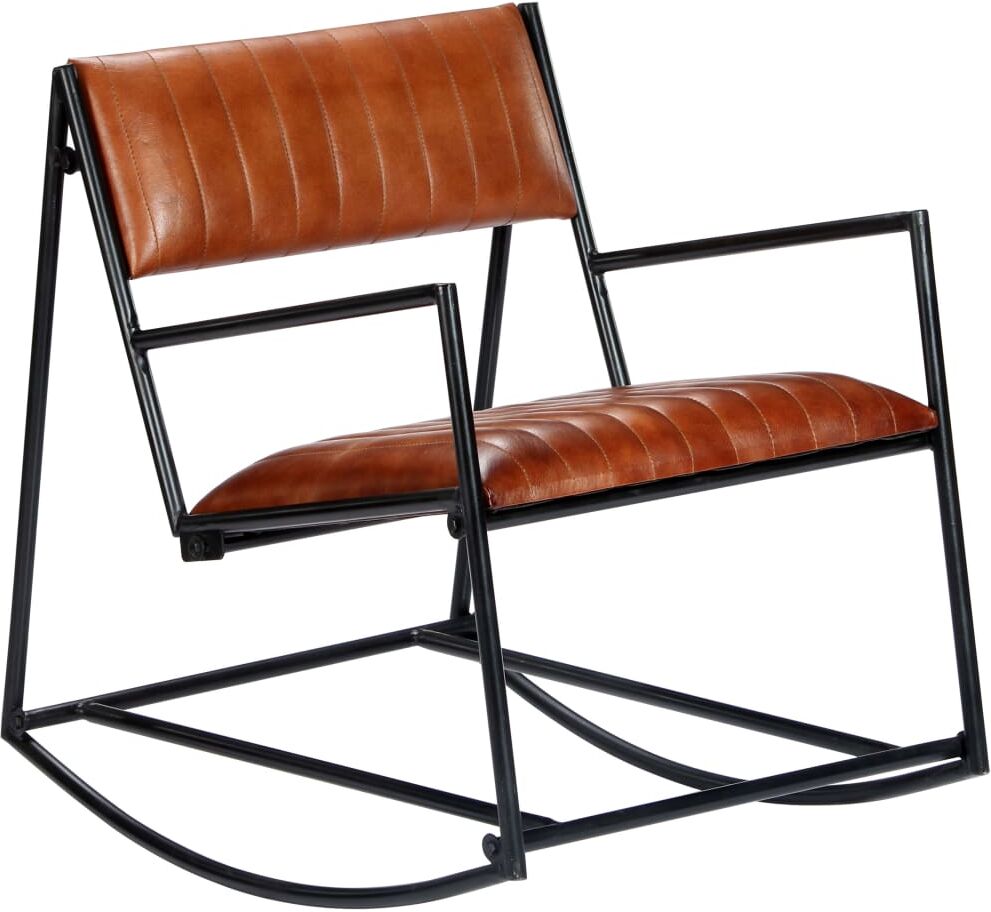 vidaXL Silla mecedora de cuero auténtico marrón vidaXL Silla mecedora de cuero auténtico marrón