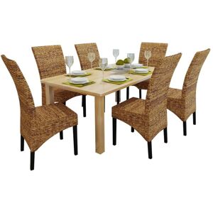 vidaXL Sillas de comedor 6 unidades madera maciza de mango y abacá