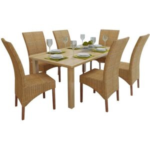 vidaXL Sillas de comedor 6 unidades ratán marrón natural