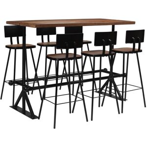 vidaXL Juego de mesa alta y taburetes 7 piezas madera maciza reciclada