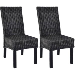 vidaXL Sillas de comedor ratán Kubu y madera mango negro 2 unidades