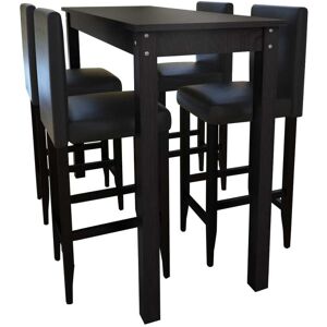 vidaXL Mesa alta de cocina con 4 sillas de barra negras