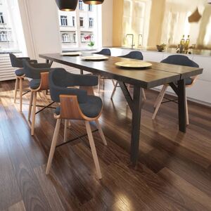 vidaXL Sillas de comedor 6 unidades madera curvada y tela gris oscuro