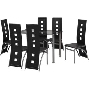 vidaXL Conjunto de comedor de siete piezas negro