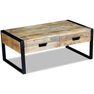 vidaXL Mesa de centro con 2 cajones madera maciza mango 100x60x40 cm