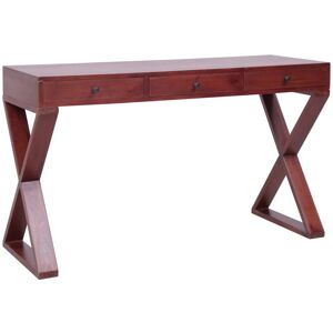 vidaXL Escritorio ordenador madera maciza de caoba marrón 132x47x77 cm