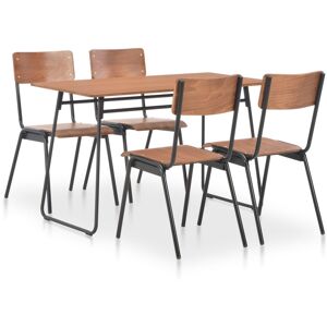 vidaXL Juego de comedor 5 piezas acero y madera contrachapada marrón