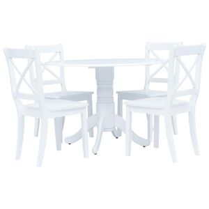 vidaXL Conjunto de comedor 5 piezas madera maciza de caucho blanco