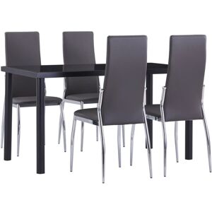 vidaXL Juego de comedor 5 piezas cuero sintético gris