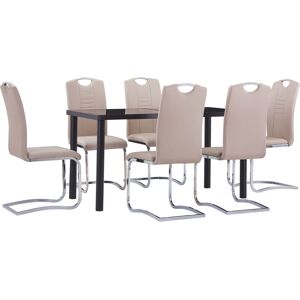 vidaXL Juego de comedor 7 piezas cuero sintético color capuchino