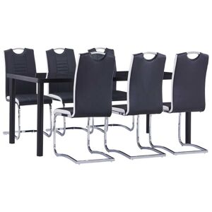 vidaXL Juego de comedor 7 piezas cuero sintético negro