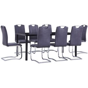 vidaXL Juego de comedor 9 piezas piel de ante artificial gris