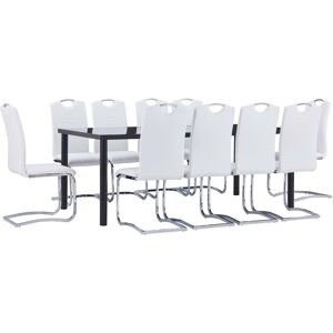 vidaXL Juego de comedor 11 piezas cuero sintético blanco