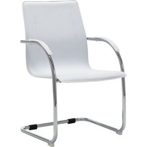 vidaXL Silla de oficina voladiza de cuero sintético blanco