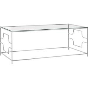 vidaXL Mesa de centro acero inoxidable y vidrio plateada 120x60x45 cm