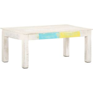 vidaXL Mesa de centro de madera de mango maciza blanca 110x60x45 cm