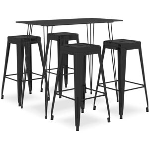 vidaXL Mesa alta y taburetes de bar 5 piezas negro