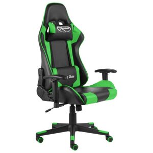 vidaXL Silla gaming giratoria PVC verde