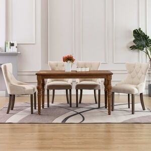 vidaXL Sillas de comedor 4 unidades tela beige