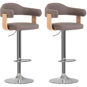 vidaXL Taburetes de bar 2 unidades gris taupe madera curvada y tela