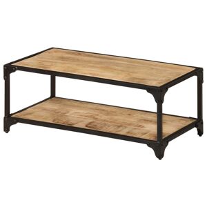 vidaXL Mesa de centro de madera maciza de mango rugosa 90x45x35 cm