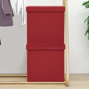 vidaXL Taburete de almacenaje plegable 2 uds rojo vino tinto PVC