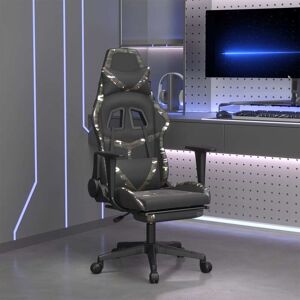 vidaXL Silla gaming masaje reposapiés cuero sintético negro camuflaje